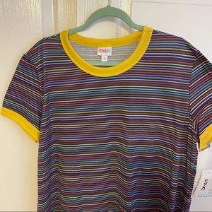 NWT: Lularoe size XL Liv tee rainbow stripe